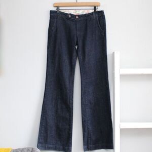 Pierce Jeans Women's Midnight Blue 8"Low-Rise Wide Flared Jeans Size 31